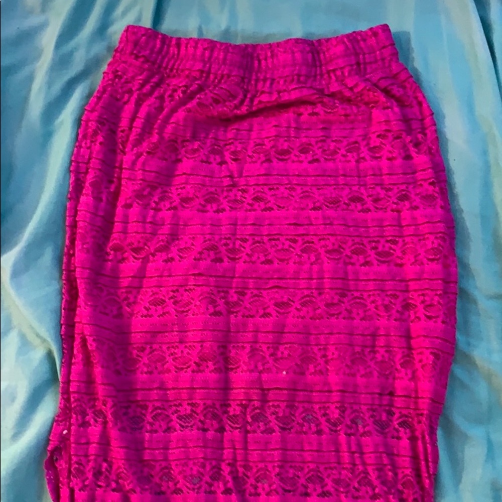 long purple skirt short skirt underneath